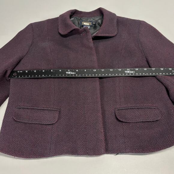 Pendleton Wool Blend Jacket Petite 14 Maroon Plum Herringbone Blazer Lined - Picture 5 of 9